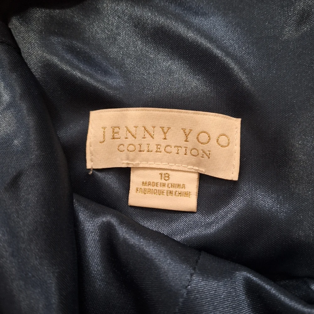 Jenny Yoo Collection Navy Blue Velvet Strappy Draped Neck Maxi Dress, Sz 18 - Picture 3 of 8